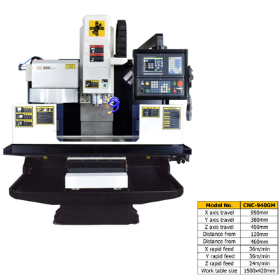 Metal Cutting CNC VMC Milling Machine 36m/Min X Rapid Feed 20-8000 Rpm/Min